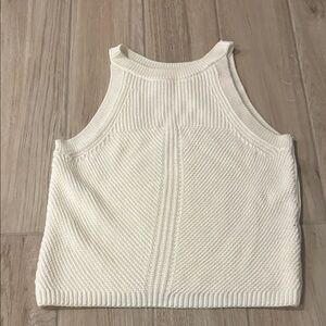 Closed White Textured Tank Top